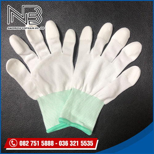 Găng tay màu trắng phủ PU đầu ngón ( Size M )